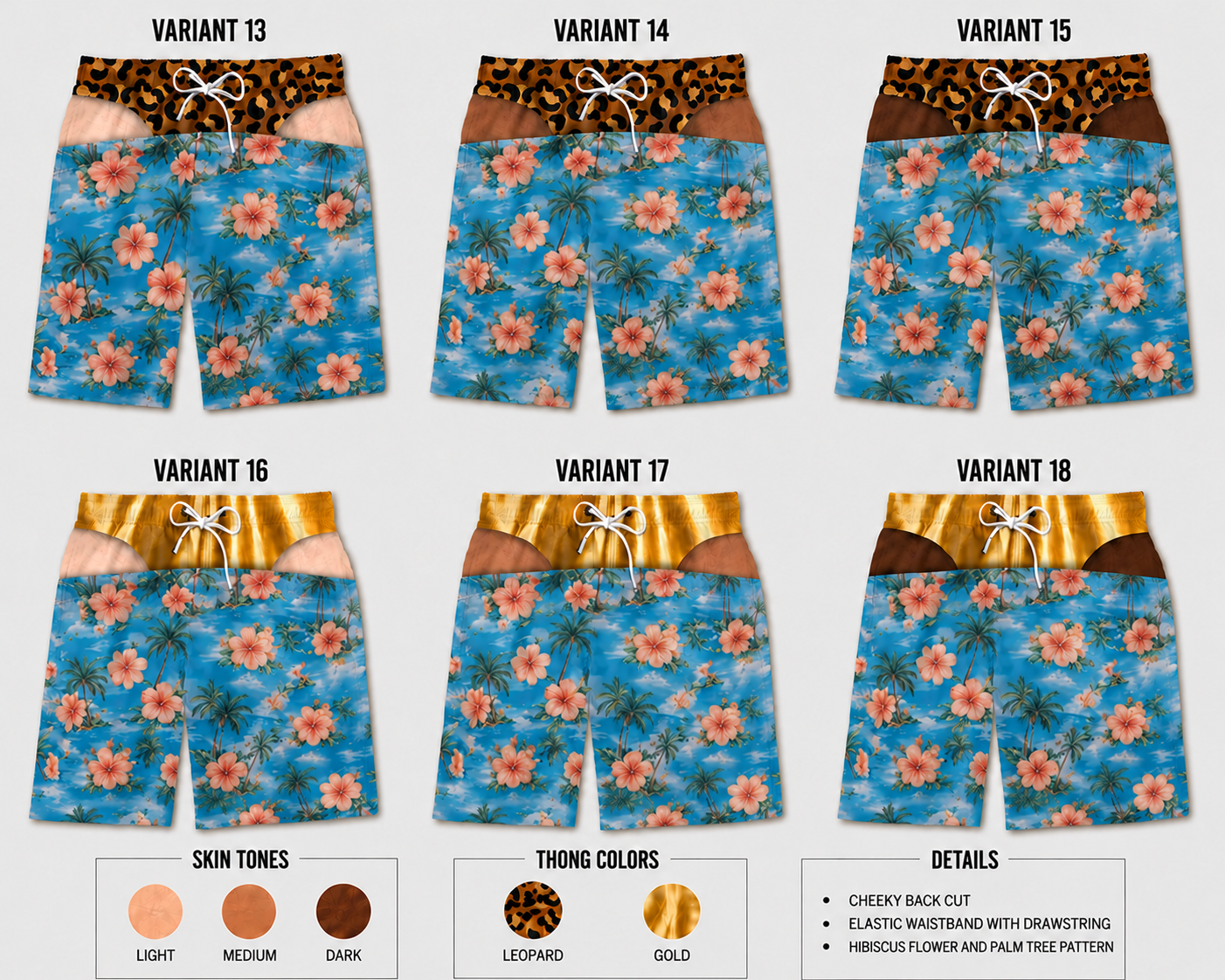 Cheeky Shorts designs 13 to 18
